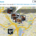Map of my friend's check-ins on Brightkite in DC
